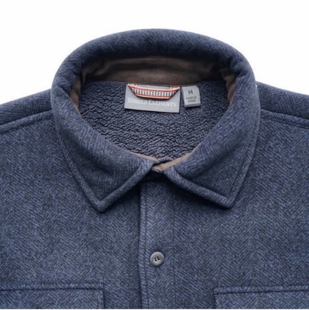 Rugged Elements Men's Sherpa Lined Shirt Jacket Dark Navy Blue Size Medium - Picture 3 of 11